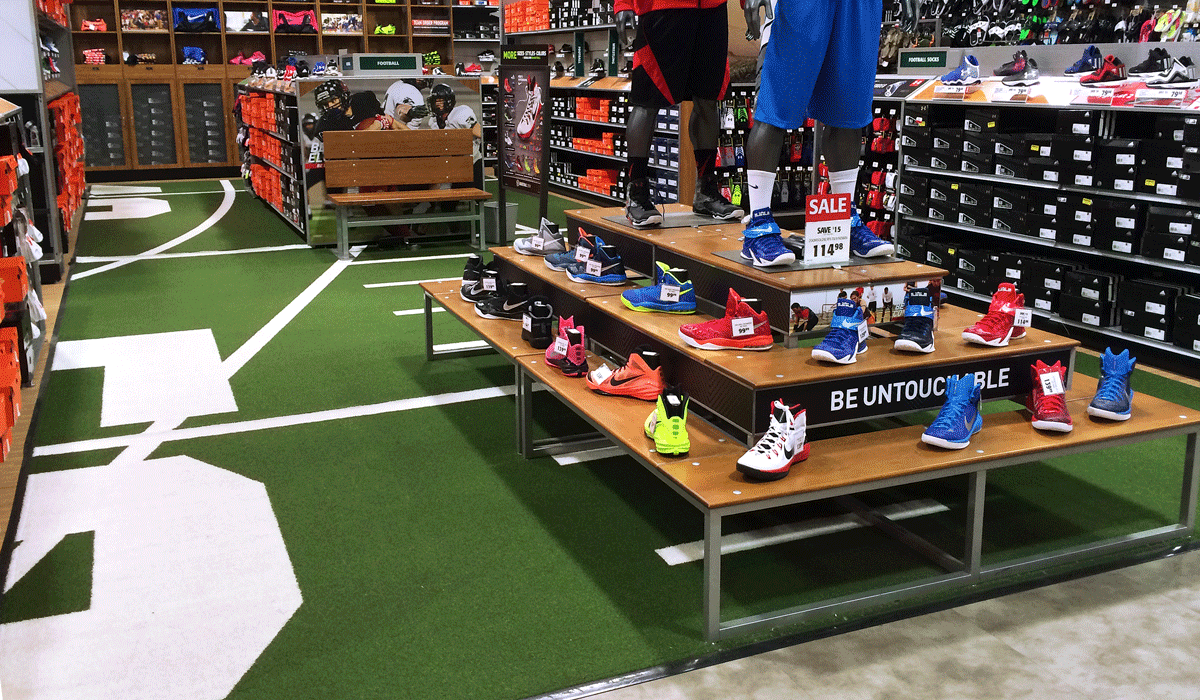 sporting good store custom rug football field